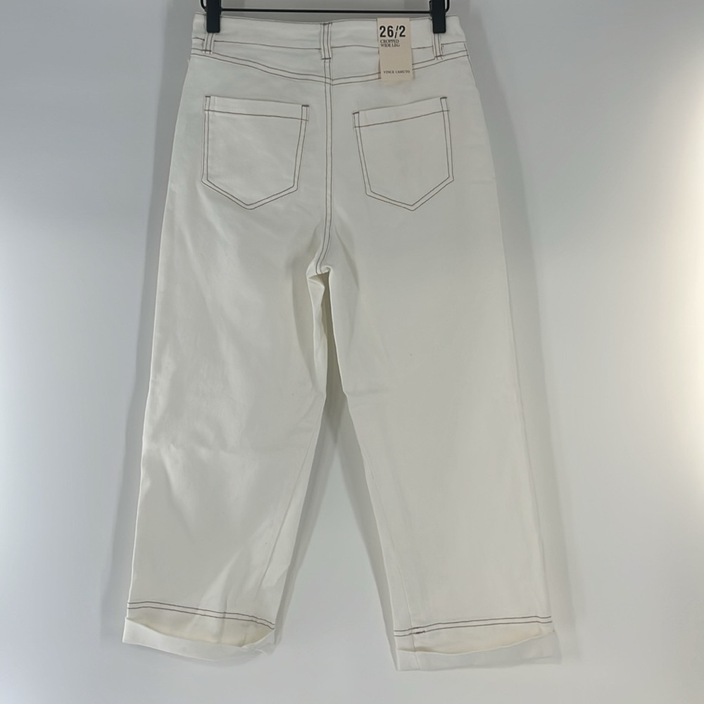 Vince Camuto White Cropped Wide Leg Pants Jeans Size 26/2 NWT - Picture 2 of 2